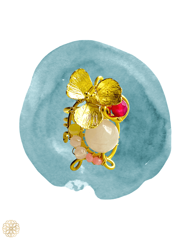 Floral statement rings with gemstone - Sundara Joon