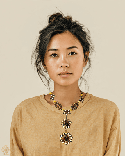 Floral tiered necklace made in a unique pendant style - Sundara Joon
