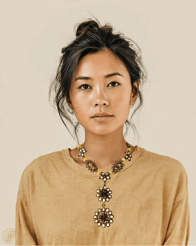 Floral tiered necklace made in a unique pendant style - Sundara Joon