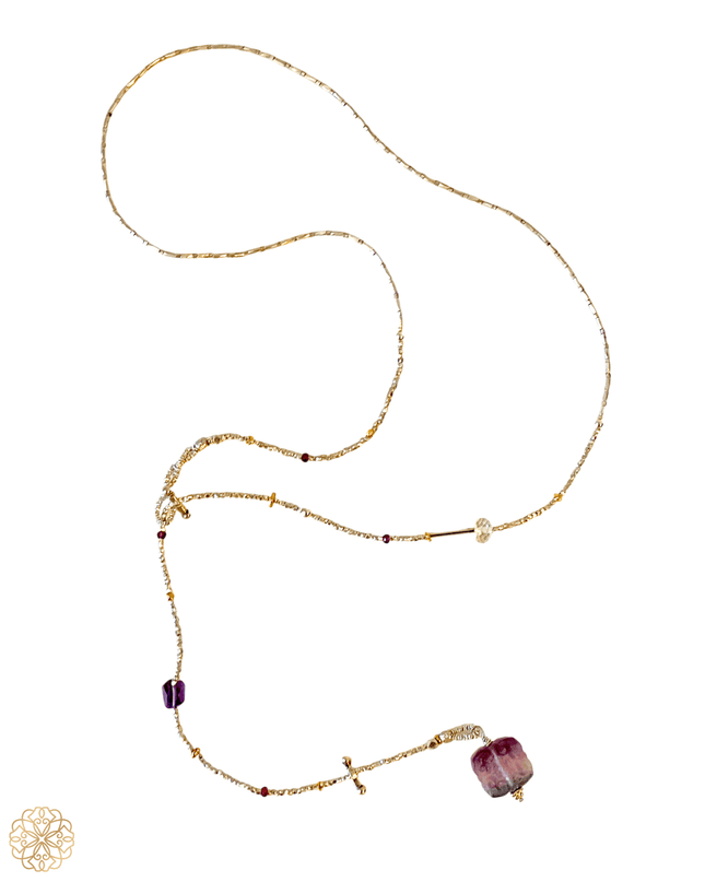 Fluorite and Silver Lariat Necklace - Sundara Joon
