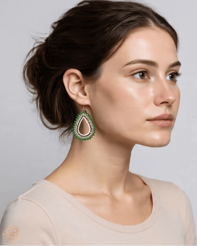 Green beaded hoop earrings - Sundara Joon
