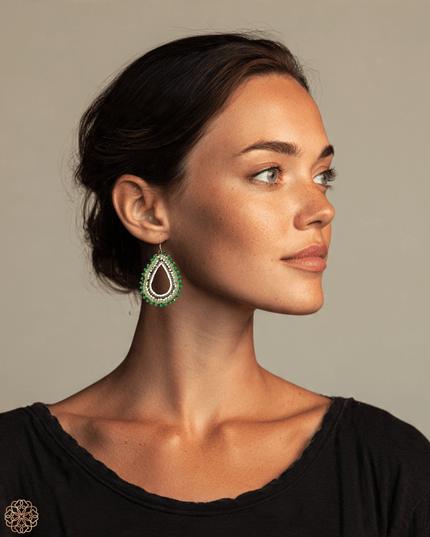 Green beaded hoop earrings - Sundara Joon