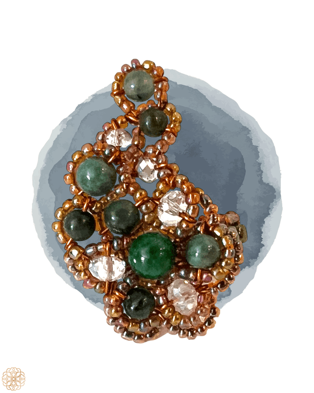 Green bubbles beaded elbaite ring - Sundara Joon