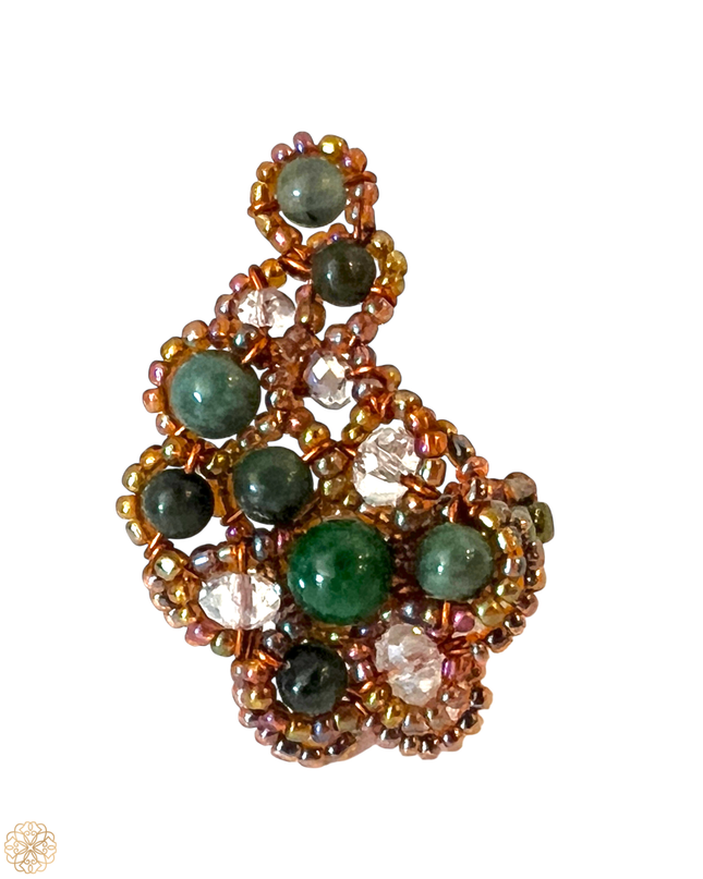 Green bubbles beaded elbaite ring - Sundara Joon