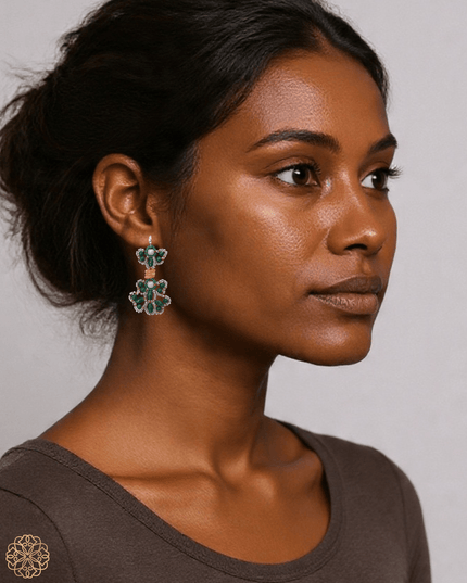 Green gemstone bow drop earrings - Sundara Joon