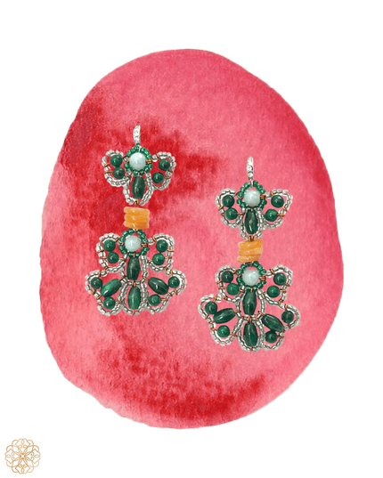 Green gemstone bow drop earrings - Sundara Joon