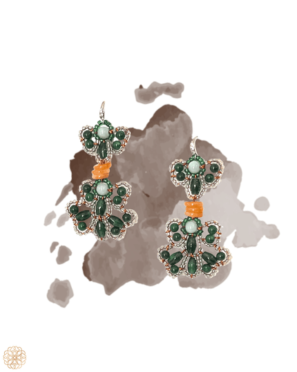 Green gemstone bow drop earrings - Sundara Joon