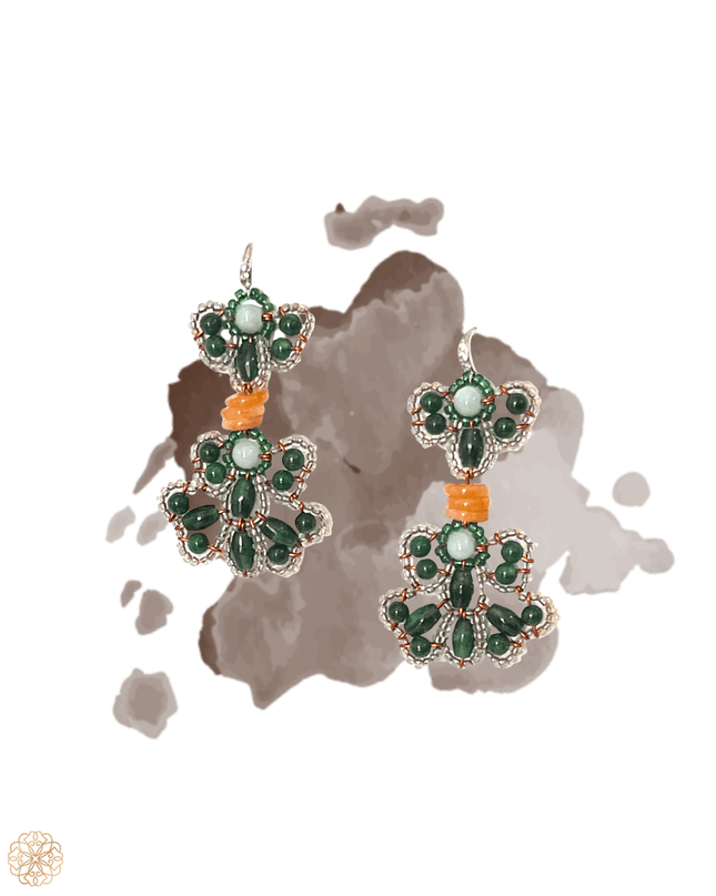 Green gemstone bow drop earrings - Sundara Joon
