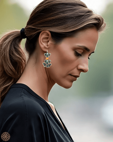Green gemstone bow drop earrings - Sundara Joon
