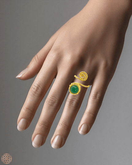Green gemstone swirl statement ring - Sundara Joon