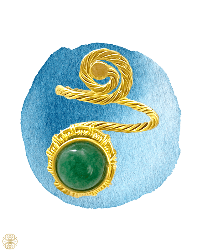 Green gemstone swirl statement ring - Sundara Joon
