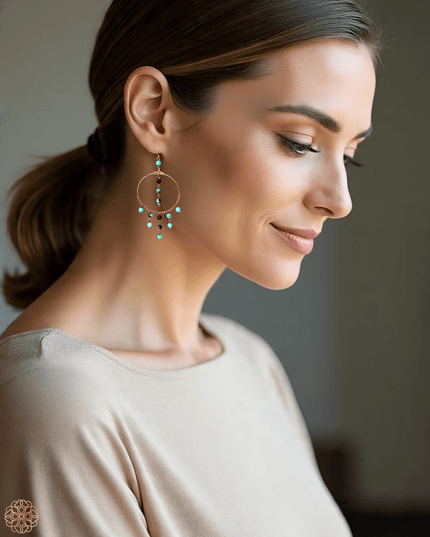 Hoop with turquoise drop earrings - Sundara Joon