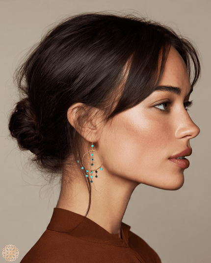 Hoop with turquoise drop earrings - Sundara Joon