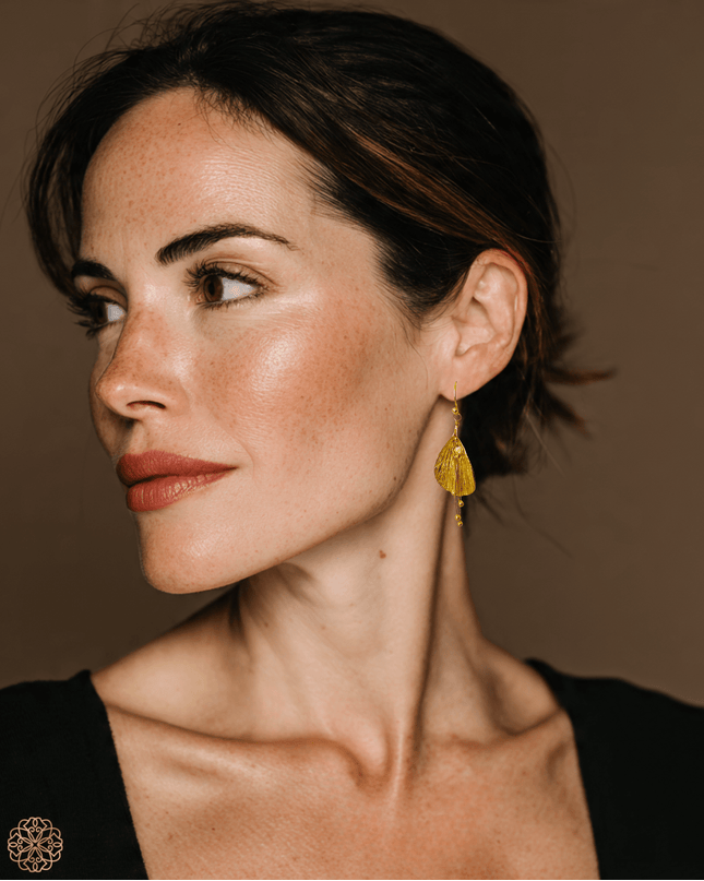 Inverted brass flower earrings - Sundara Joon