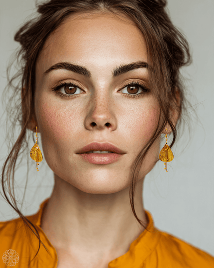 Inverted brass flower earrings - Sundara Joon