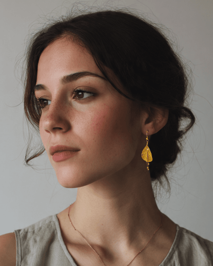 Inverted brass flower earrings - Sundara Joon