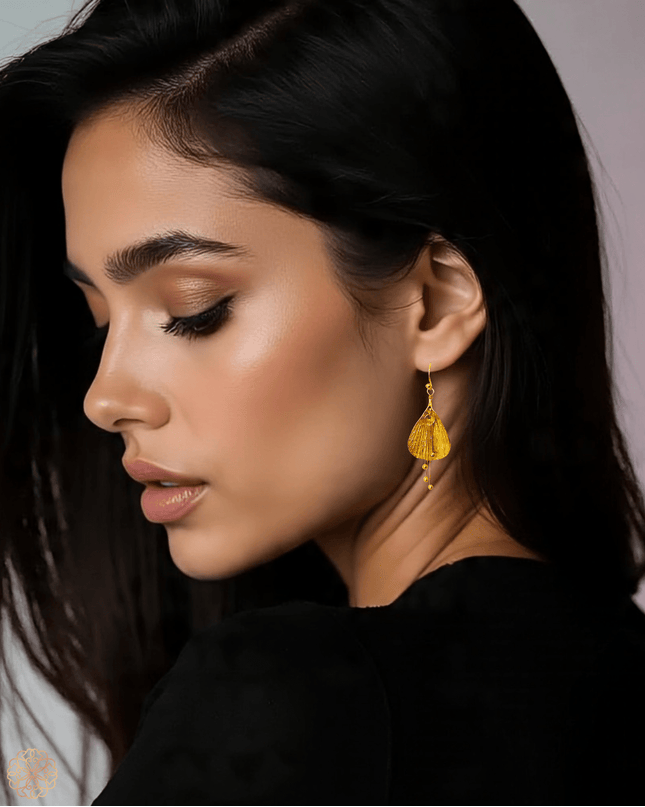 Inverted brass flower earrings - Sundara Joon