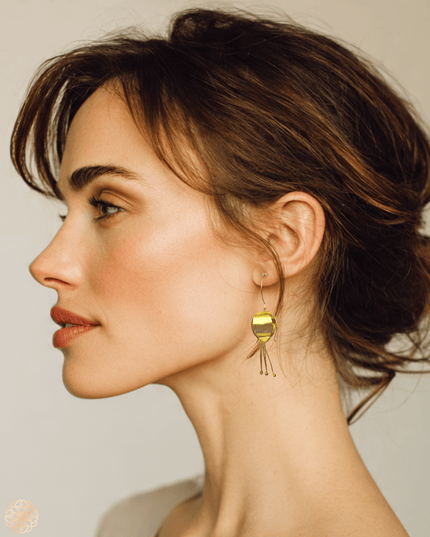 Inverted flower dangling statement earring - Sundara Joon