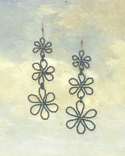 Bold beaded floral earrings