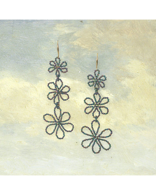 Bold beaded floral earrings