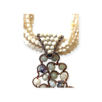 Ivory colored gemstones with organic pendant - Sundara Joon