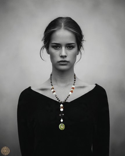 Jade and pearl beaded statement necklace with a jadite disk - Sundara Joon