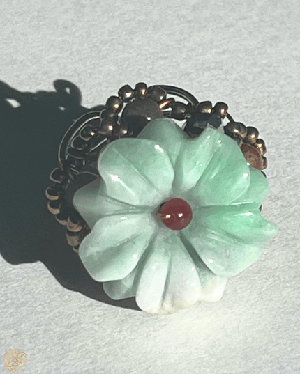 Jade floral ring with crystals - Sundara Joon