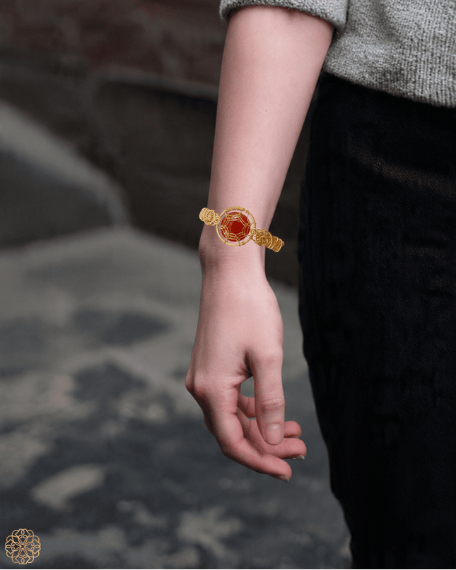 Lacy woven bracelet with colorful gemstone center - Sundara Joon