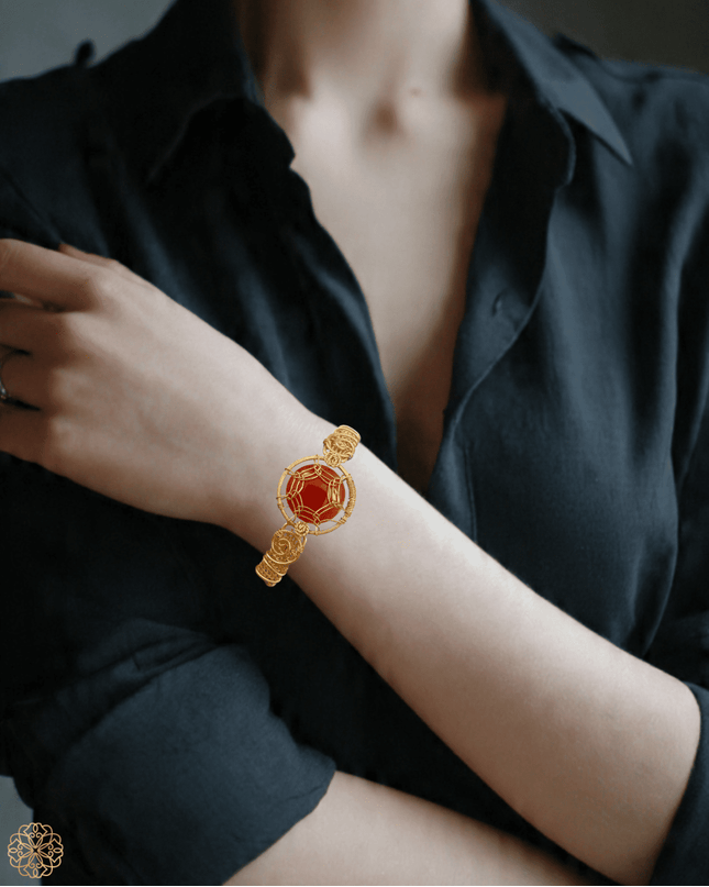 Lacy woven bracelet with colorful gemstone center - Sundara Joon