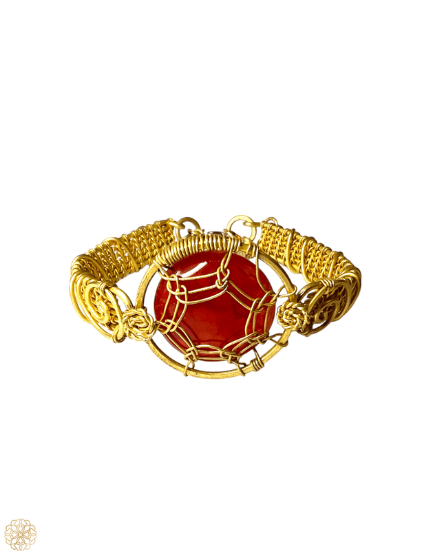 Lacy woven bracelet with colorful gemstone center - Sundara Joon