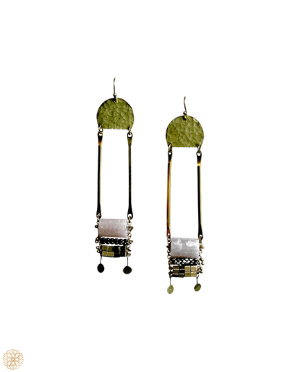 Ladder like tribal gemstone statement earrings - Sundara Joon