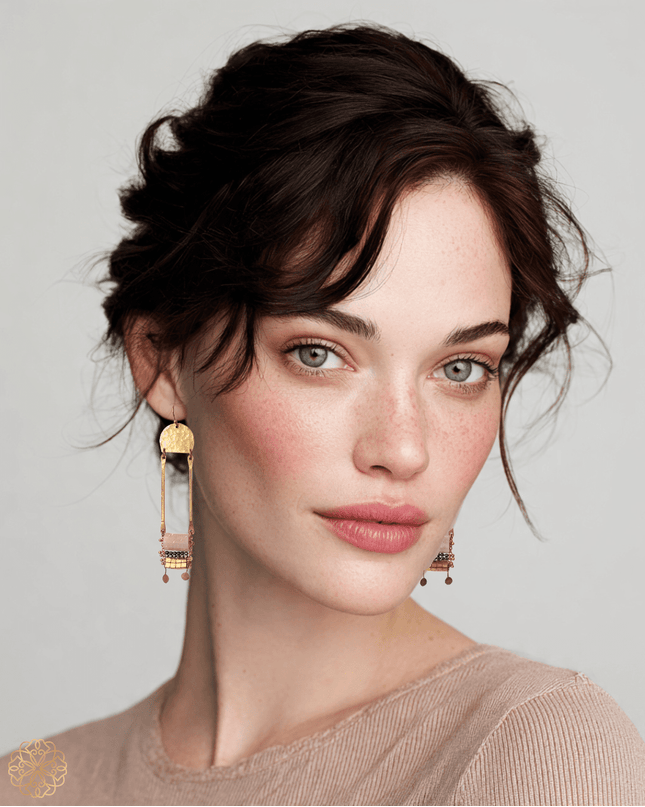 Ladder like tribal gemstone statement earrings - Sundara Joon