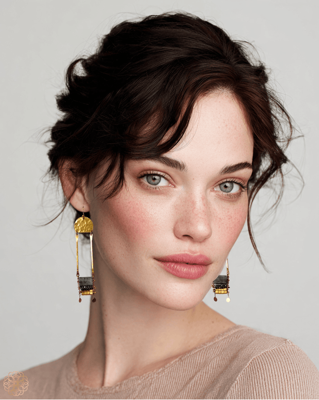Ladder like tribal gemstone statement earrings - Sundara Joon