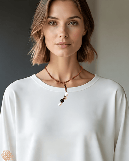 Leather and pearl necklace - Sundara Joon