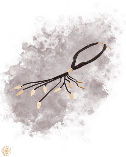 Leather strap necklace with brass accents - Sundara Joon