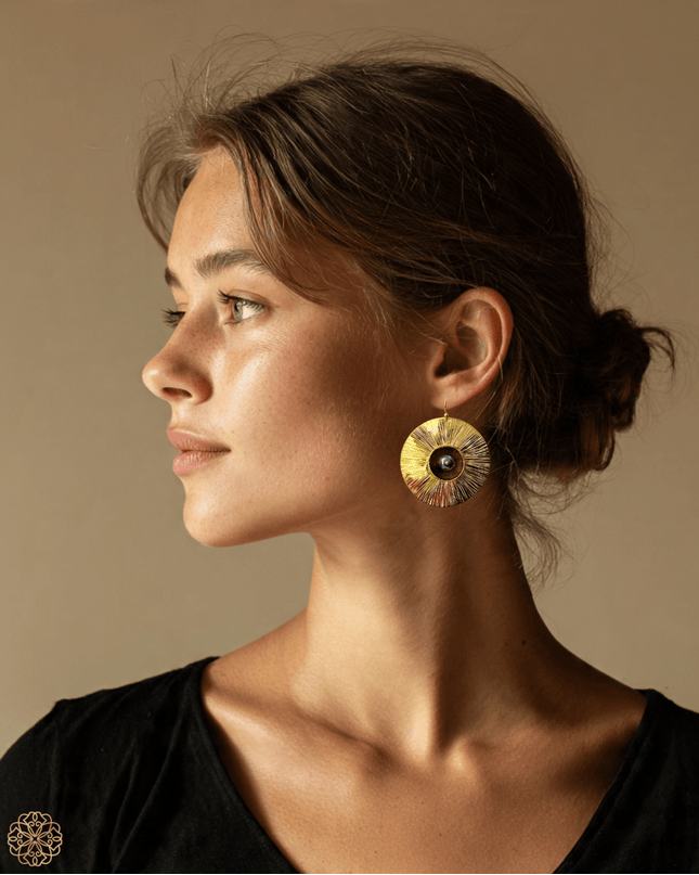 Lilly pad inspired earrings with white or black pearls - Sundara Joon