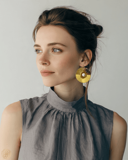 Lilly pad inspired earrings with white or black pearls - Sundara Joon