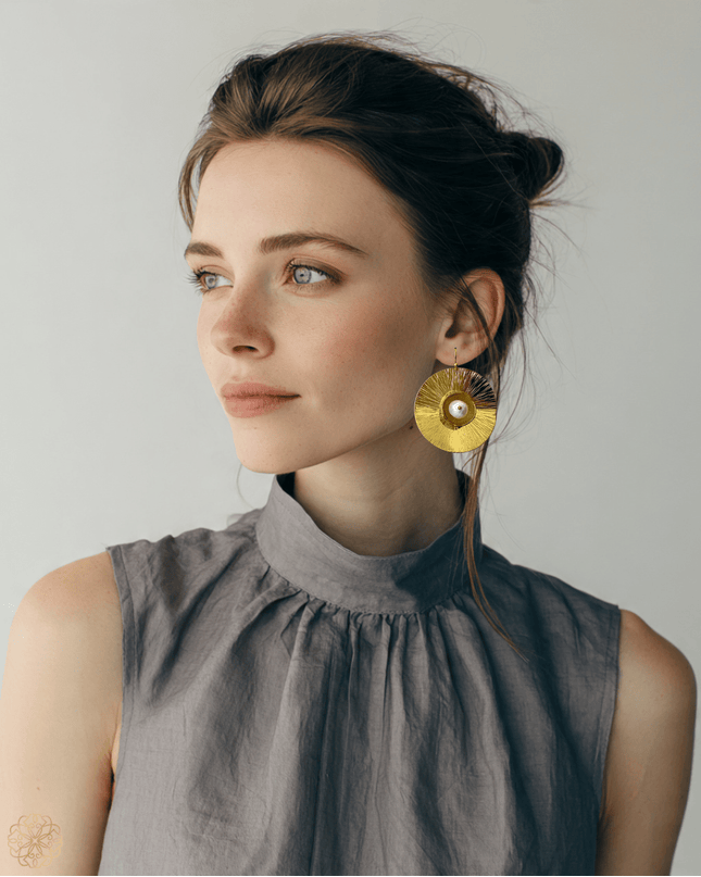 Lilly pad inspired earrings with white or black pearls - Sundara Joon