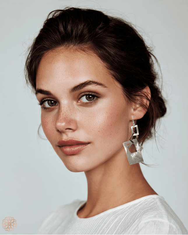 Linking rectangle silver drop statement earrings - Sundara Joon
