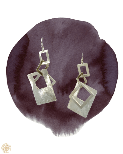 Linking rectangle silver drop statement earrings - Sundara Joon