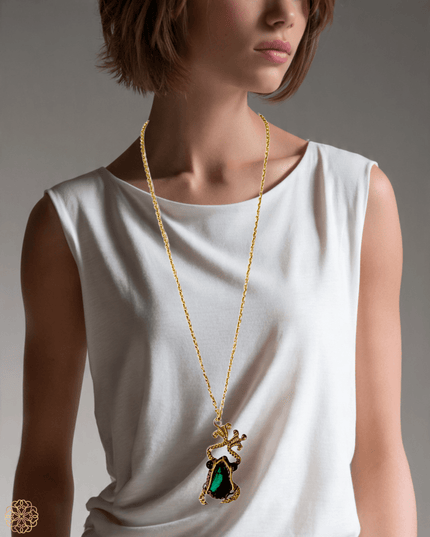 Malachite prince pendant necklace with chain - Sundara Joon