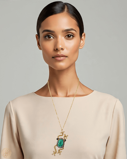 Malachite prince pendant necklace with chain - Sundara Joon