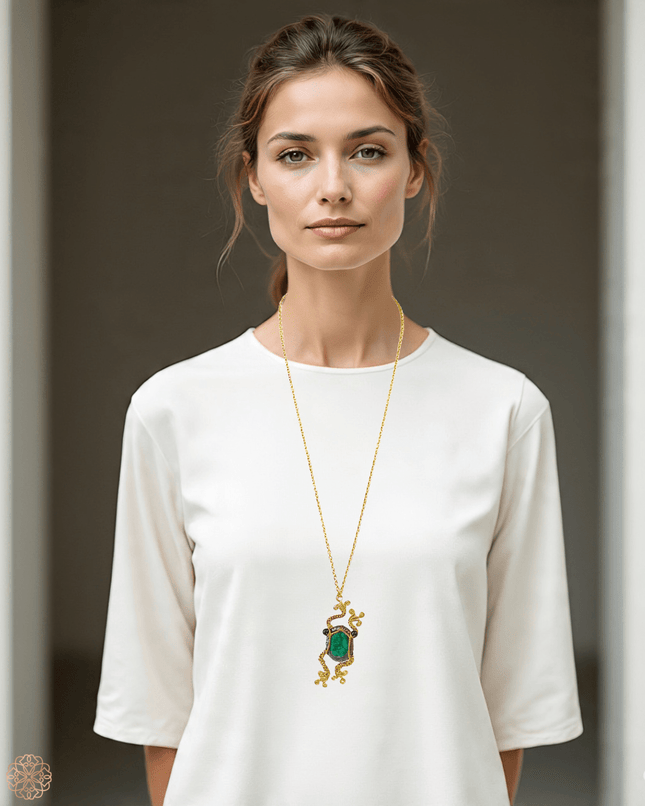 Malachite prince pendant necklace with chain - Sundara Joon