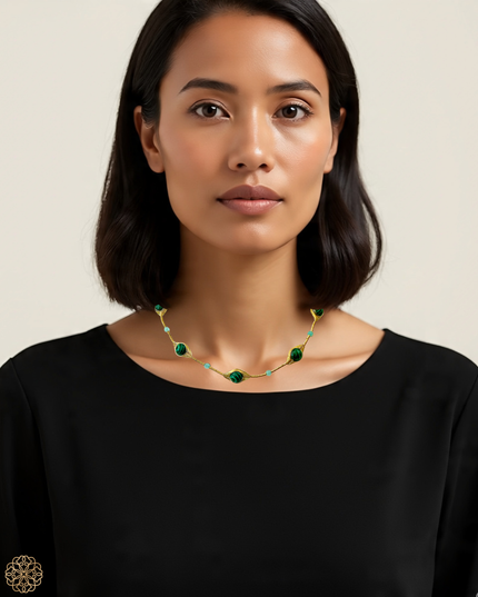 Beaded gemstone choker necklace