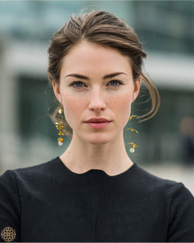 Floral tendril earrings