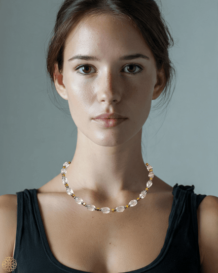Modern beaded quartz short necklace that is only found at Sundara Joon
