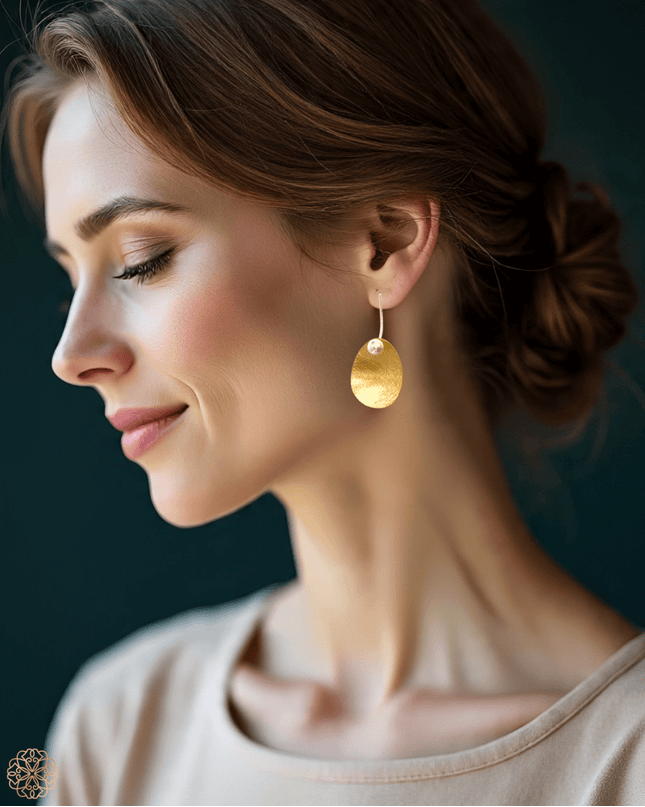 Modern drop disk pearl statement earrings - Sundara Joon