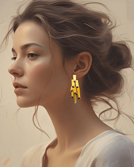 Modern pattern gemstone earrings - Sundara Joon
