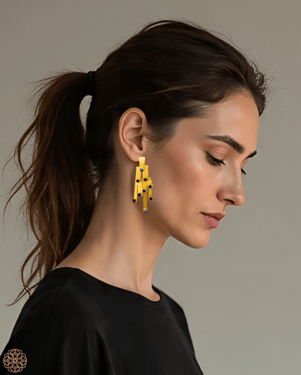 Modern pattern gemstone earrings - Sundara Joon