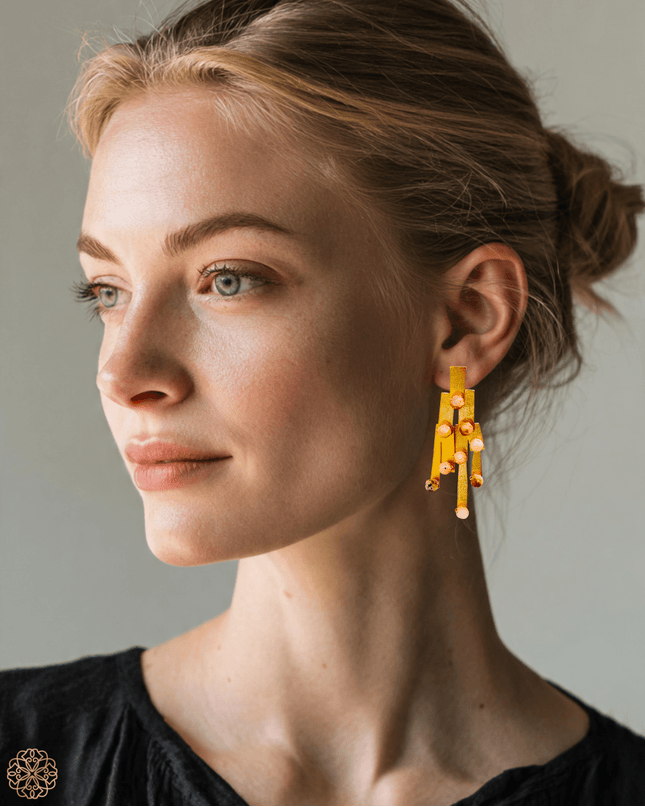 Modern pattern gemstone earrings - Sundara Joon